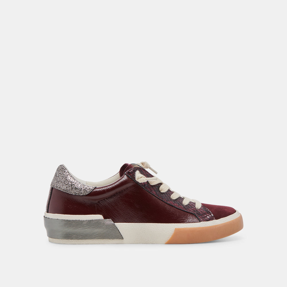 ZINA SNEAKERS BURGUNDY CRINKLE PATENT | Women Dolce Vita