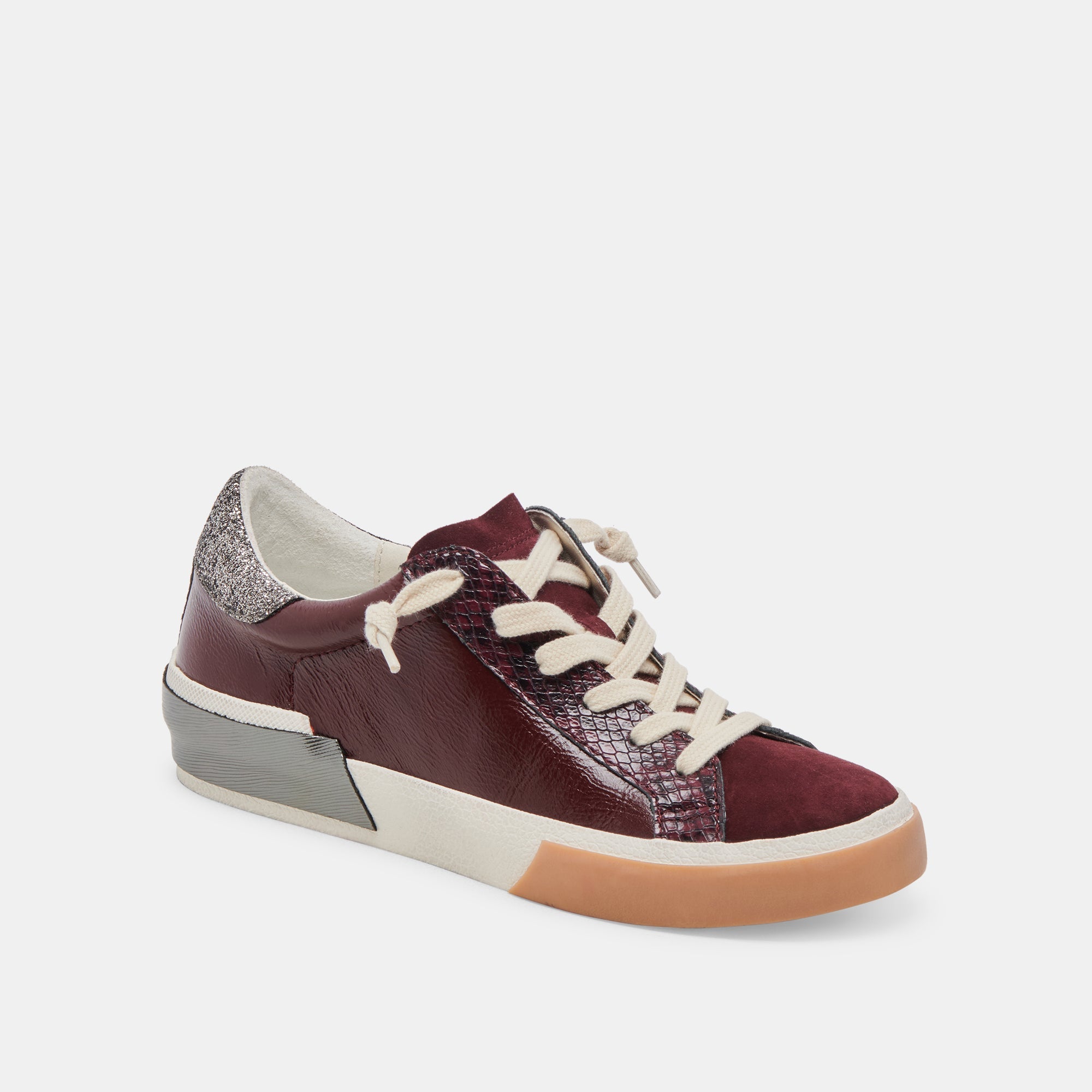 ZINA SNEAKERS BURGUNDY CRINKLE PATENT | Women Dolce Vita