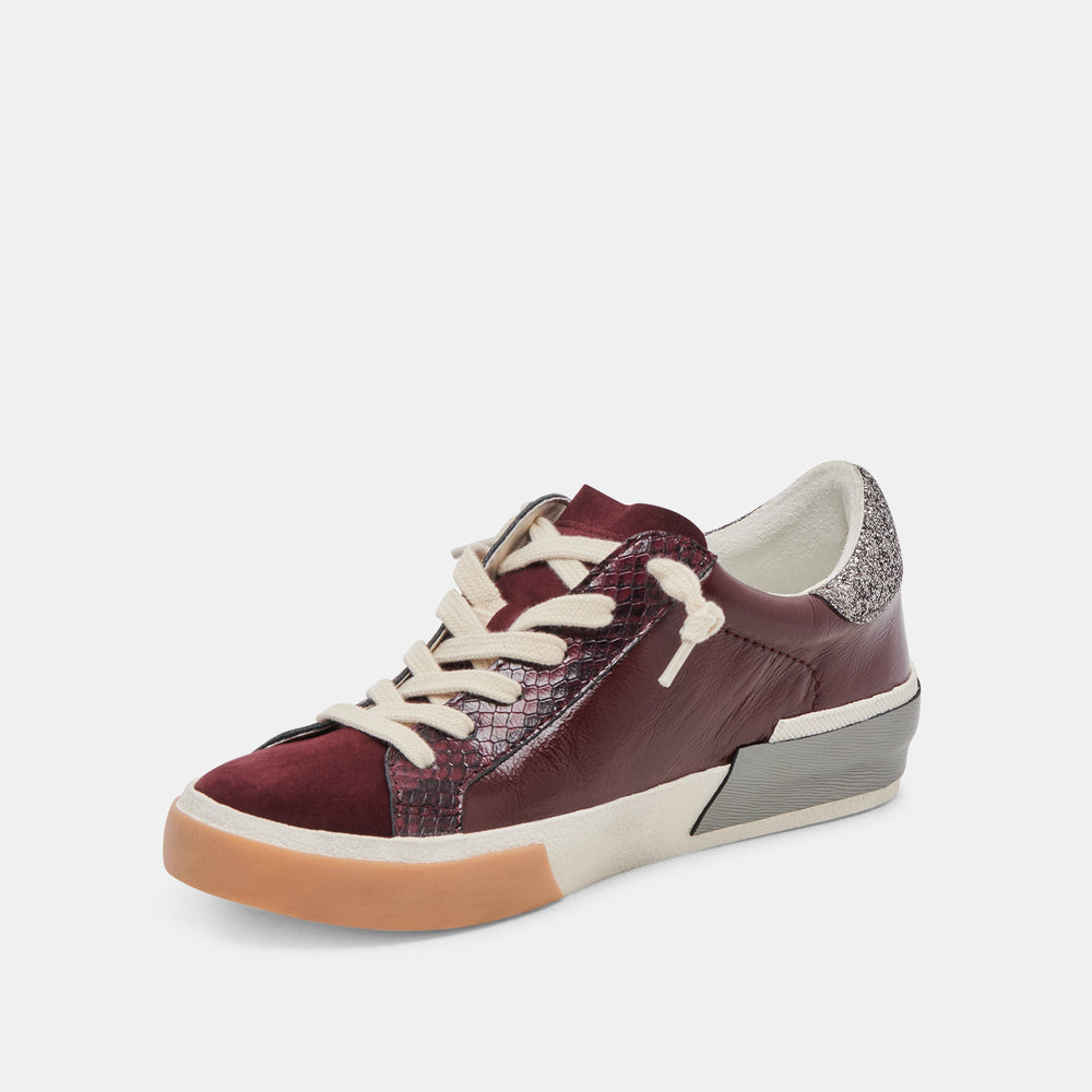 ZINA SNEAKERS BURGUNDY CRINKLE PATENT | Women Dolce Vita