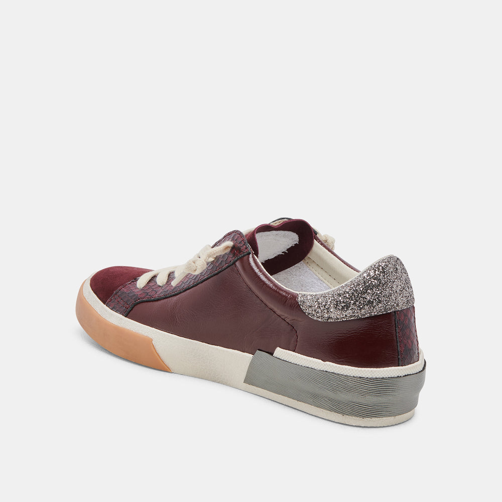 ZINA SNEAKERS BURGUNDY CRINKLE PATENT | Women Dolce Vita