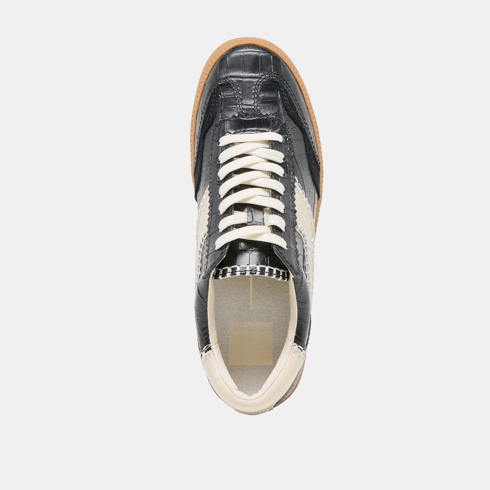 NOTICE STITCH SNEAKERS NOIR CROCO EMBOSSED LEATHER | Dolce Vita Women