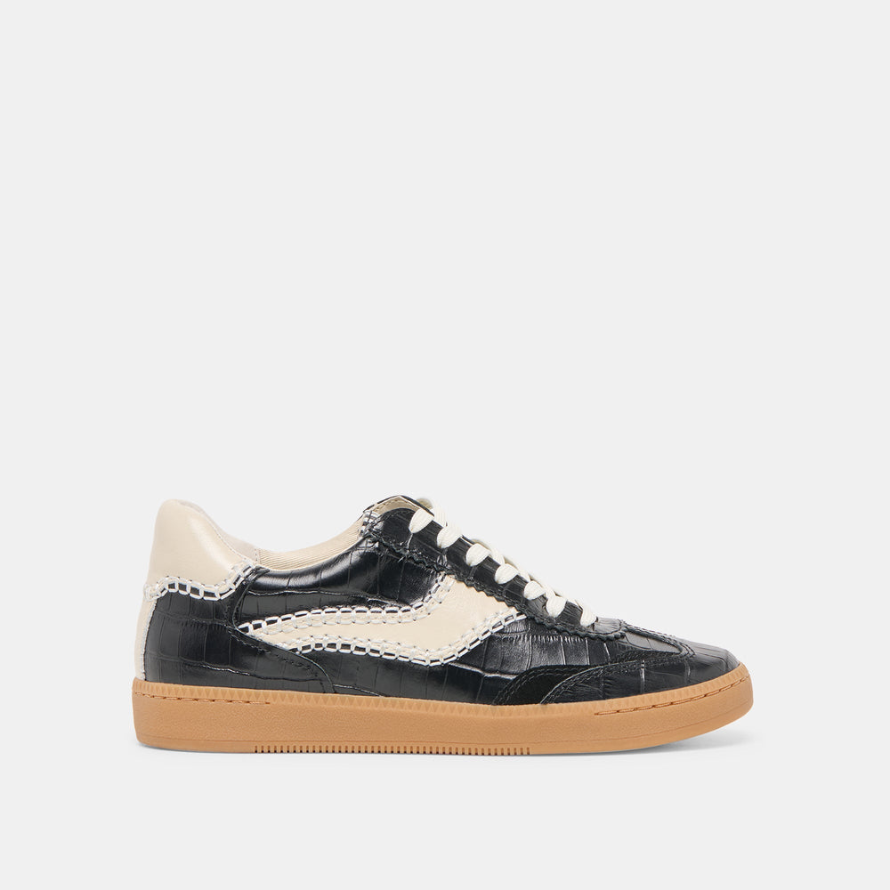 NOTICE STITCH SNEAKERS NOIR CROCO EMBOSSED LEATHER | Dolce Vita Women