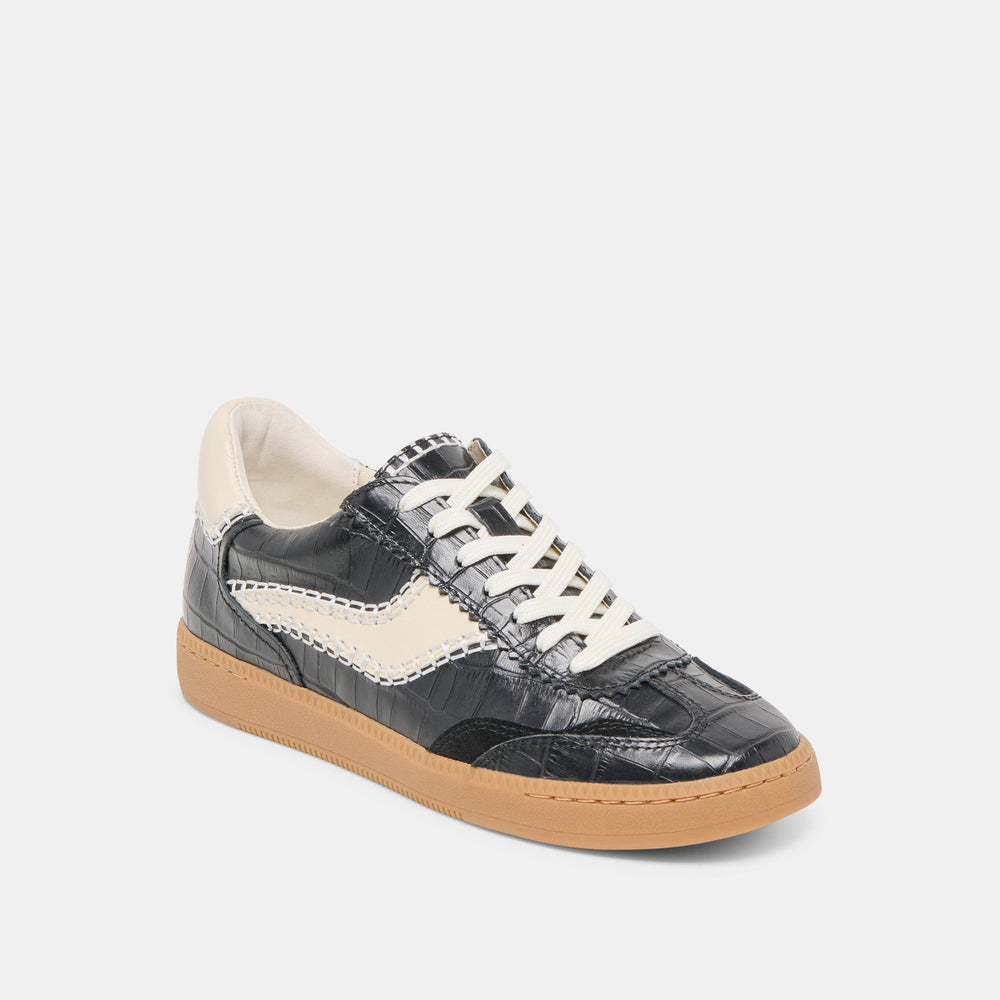 NOTICE STITCH SNEAKERS NOIR CROCO EMBOSSED LEATHER | Dolce Vita Women