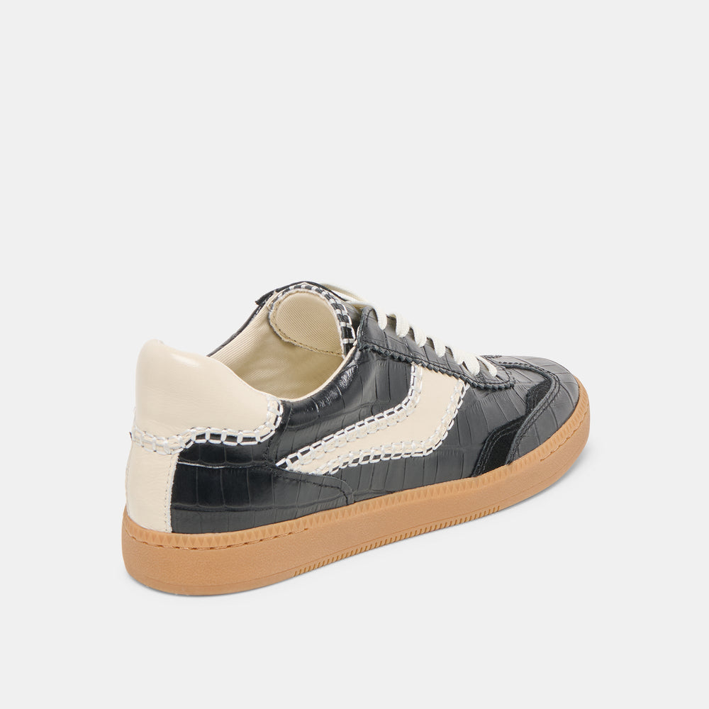 NOTICE STITCH SNEAKERS NOIR CROCO EMBOSSED LEATHER | Dolce Vita Women