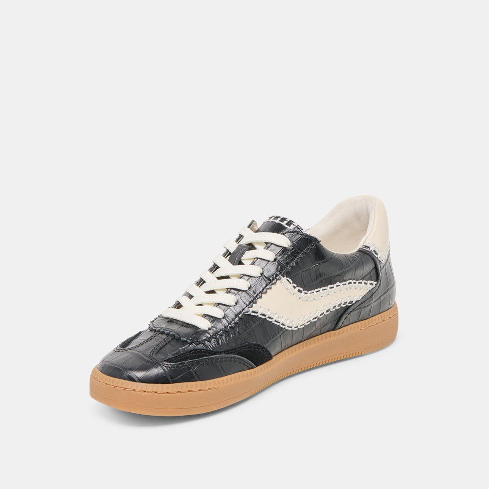 NOTICE STITCH SNEAKERS NOIR CROCO EMBOSSED LEATHER | Dolce Vita Women