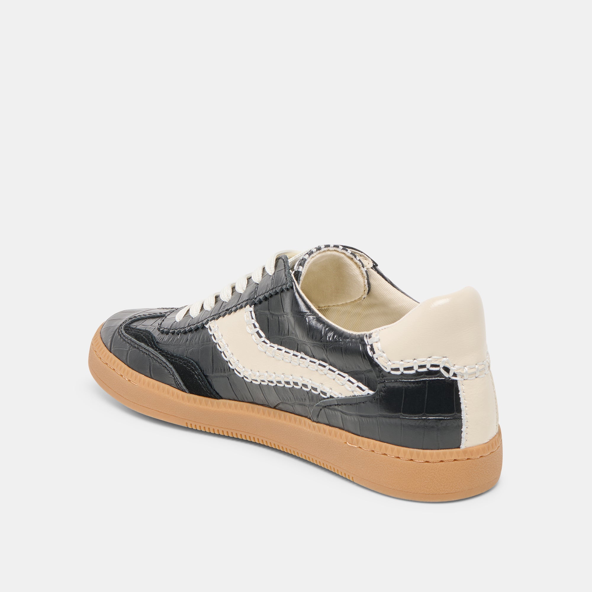 NOTICE STITCH SNEAKERS NOIR CROCO EMBOSSED LEATHER | Dolce Vita Women