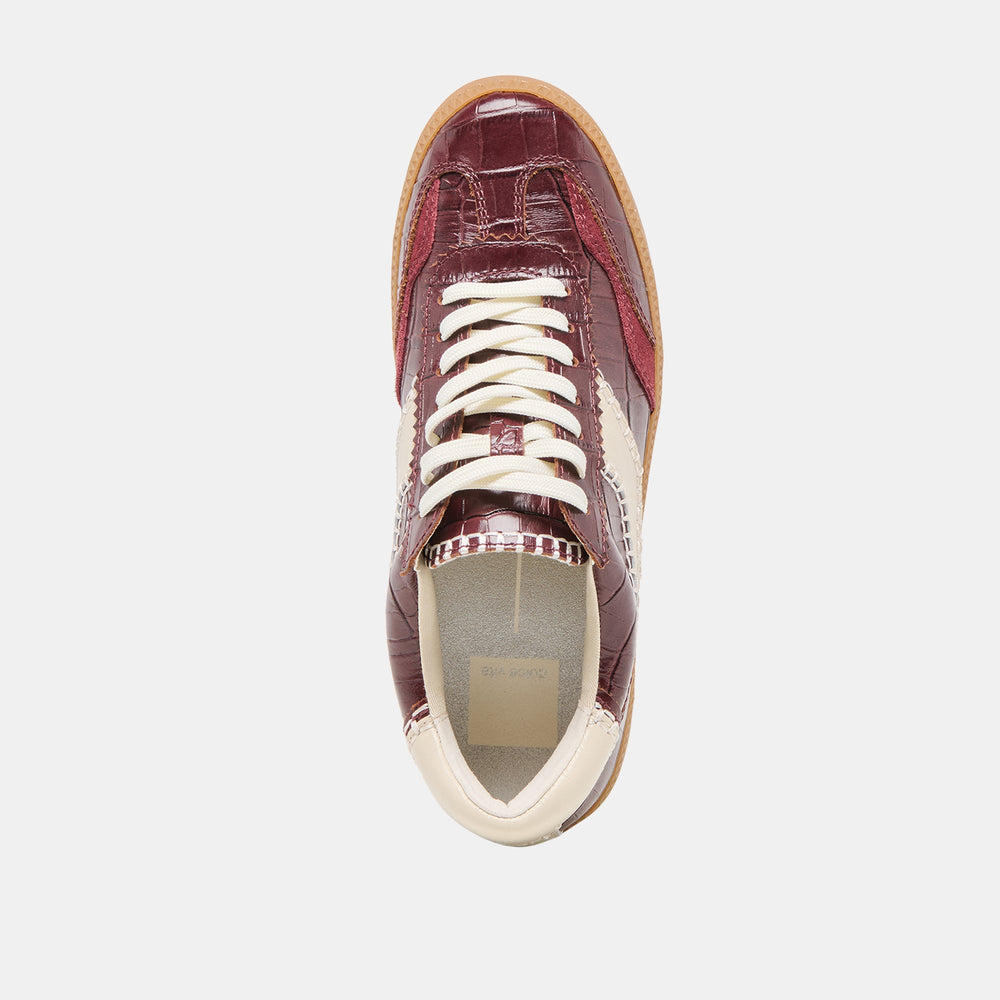 NOTICE STITCH SNEAKERS OXBLOOD CROCO EMBOSSED LEATHER | Dolce Vita Women