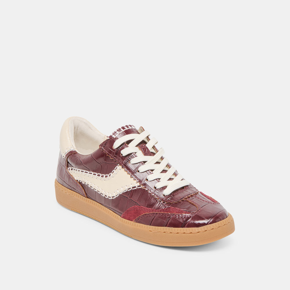 NOTICE STITCH SNEAKERS OXBLOOD CROCO EMBOSSED LEATHER | Dolce Vita Women
