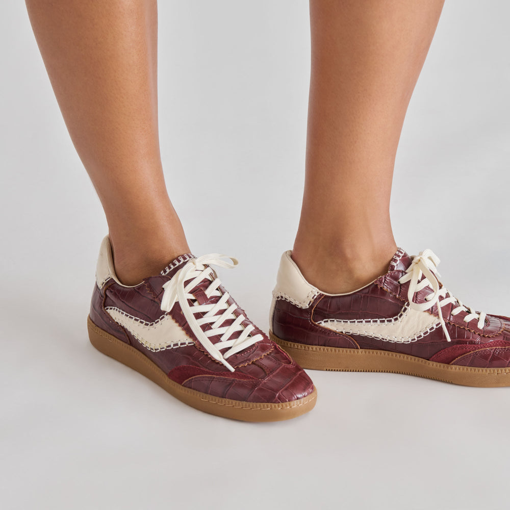 NOTICE STITCH SNEAKERS OXBLOOD CROCO EMBOSSED LEATHER | Dolce Vita Women