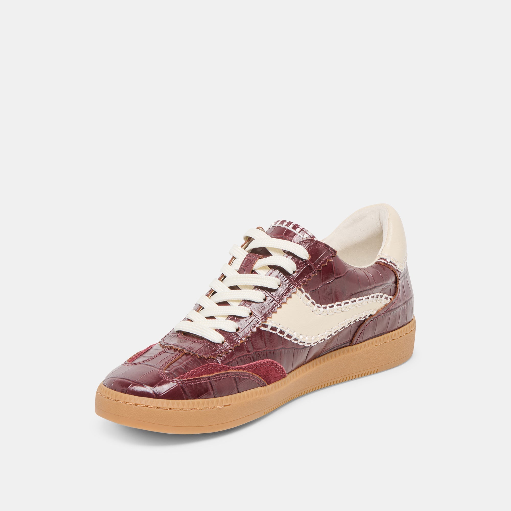 NOTICE STITCH SNEAKERS OXBLOOD CROCO EMBOSSED LEATHER | Dolce Vita Women