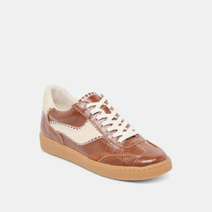NOTICE STITCH SNEAKERS COGNAC CROCO EMBOSSED LEATHER | Women Dolce Vita