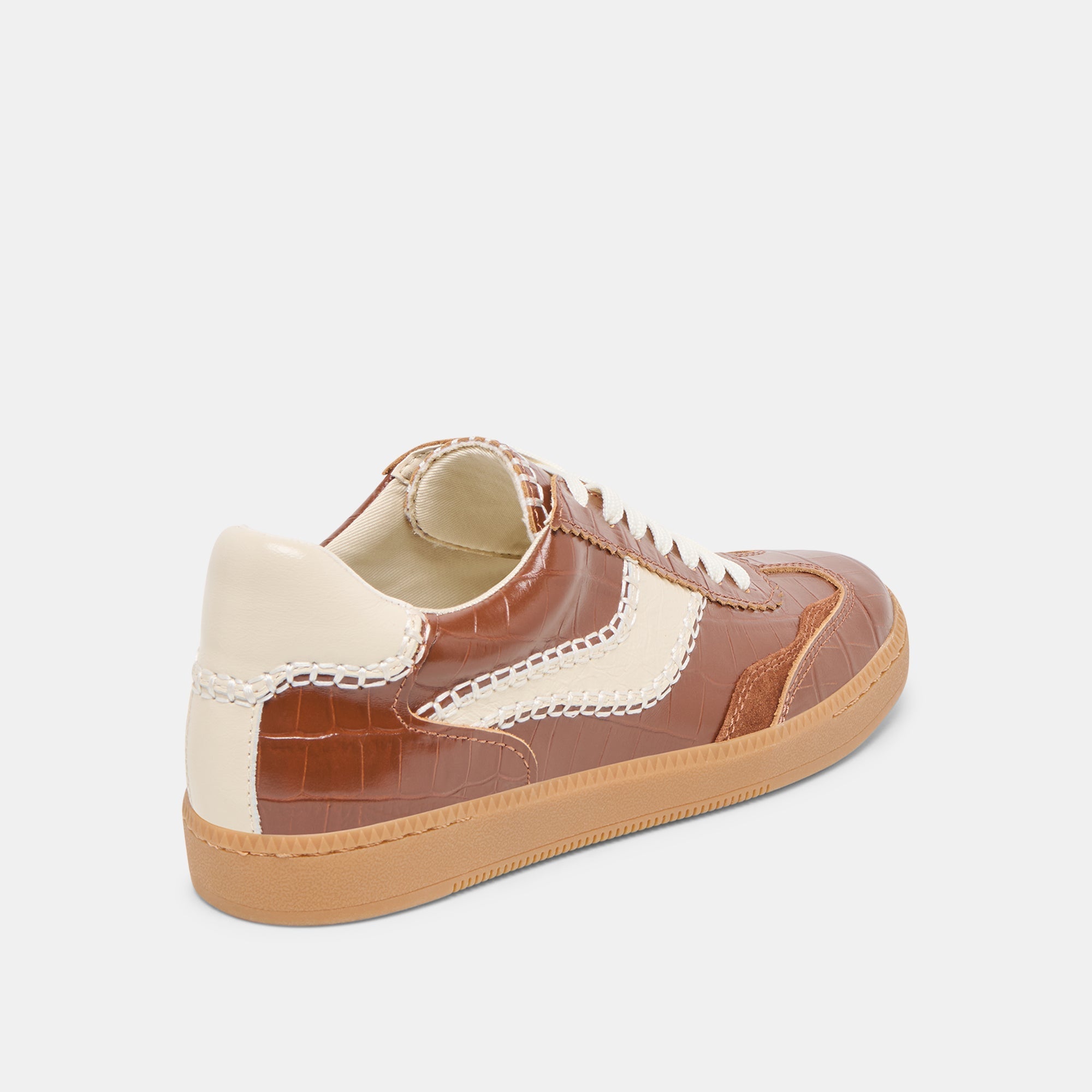 NOTICE STITCH SNEAKERS COGNAC CROCO EMBOSSED LEATHER | Women Dolce Vita