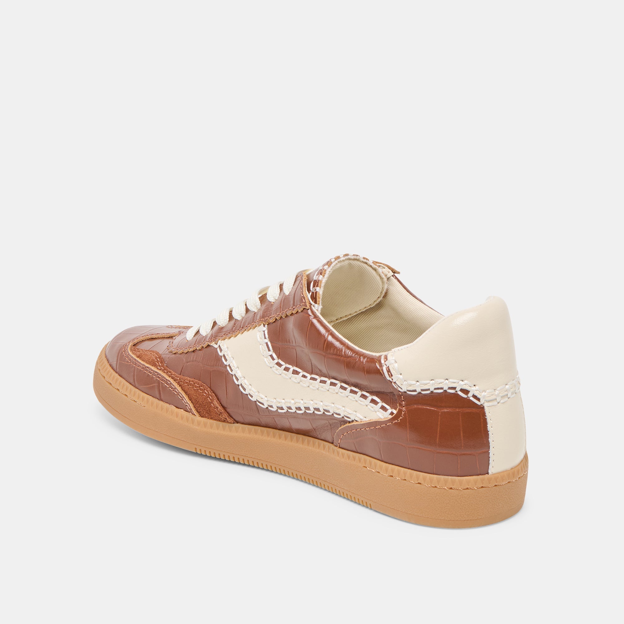 NOTICE STITCH SNEAKERS COGNAC CROCO EMBOSSED LEATHER | Women Dolce Vita