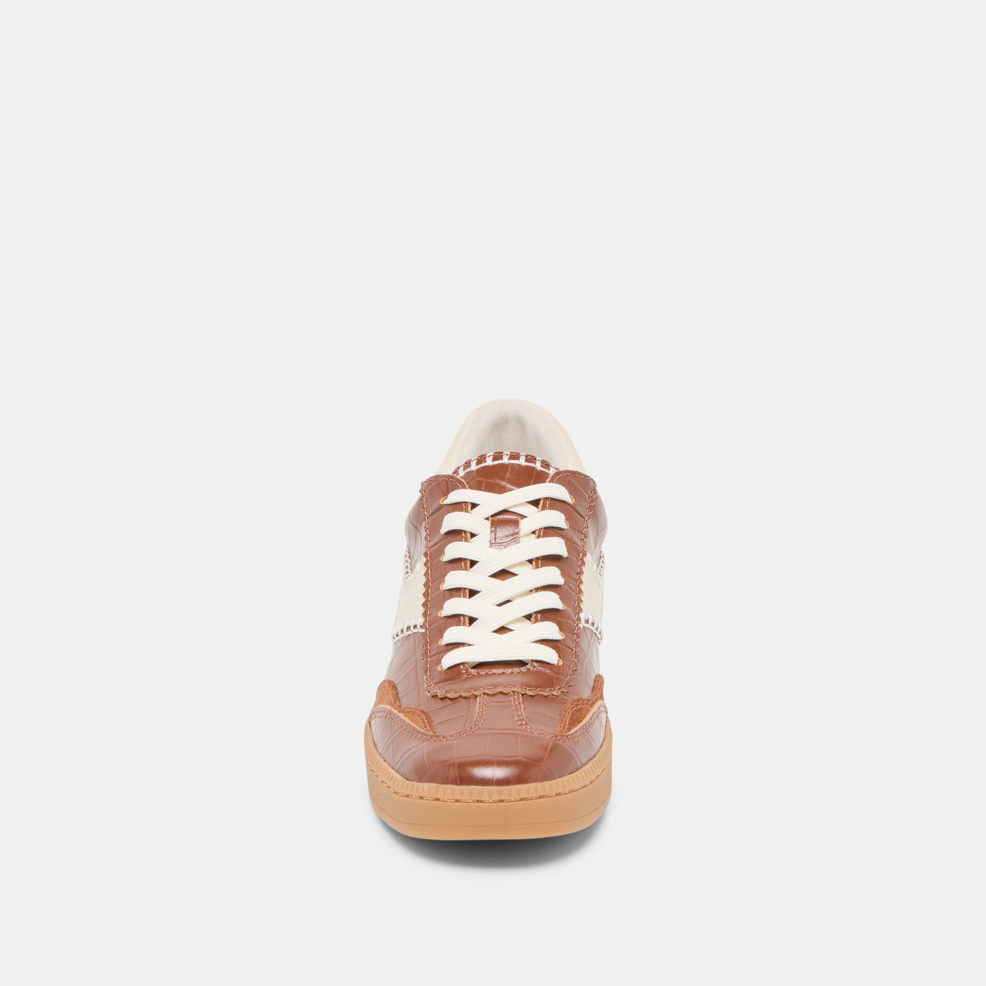 NOTICE STITCH SNEAKERS COGNAC CROCO EMBOSSED LEATHER | Women Dolce Vita