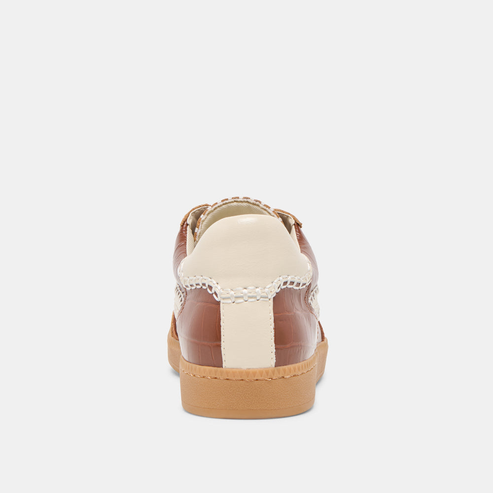 NOTICE STITCH SNEAKERS COGNAC CROCO EMBOSSED LEATHER | Women Dolce Vita
