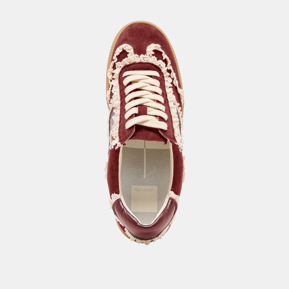 Notice Lace Oxblood Suede Sneakers | Women Dolce Vita
