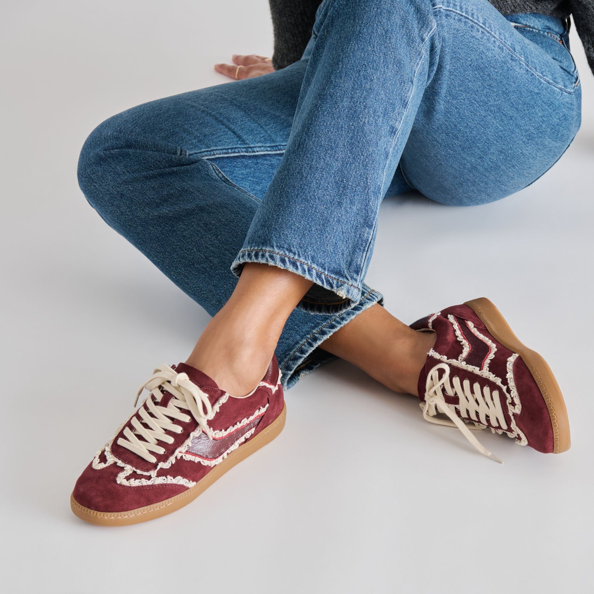Notice Lace Oxblood Suede Sneakers | Women Dolce Vita