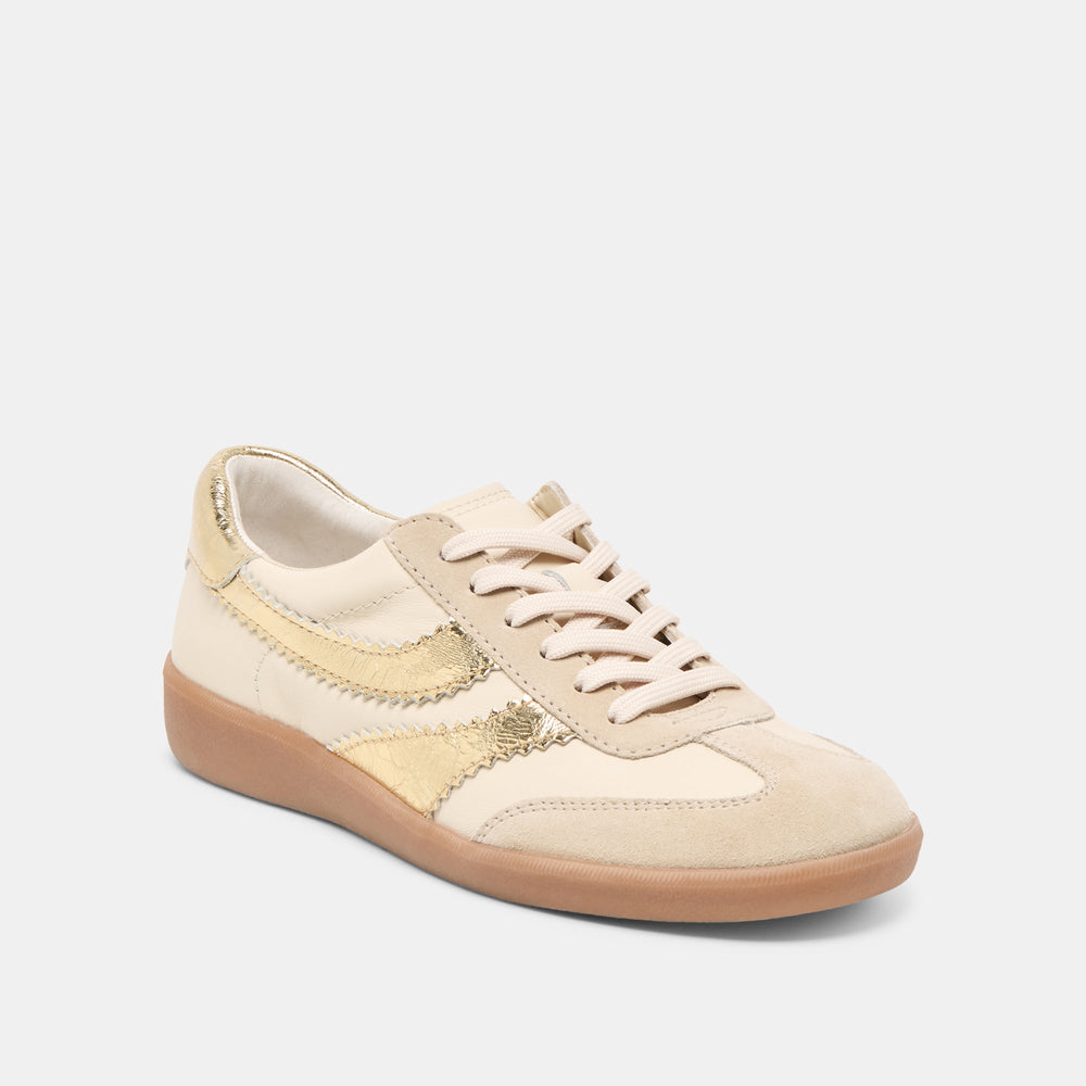 Merit White Gold Leather Sneakers | Dolce Vita Women