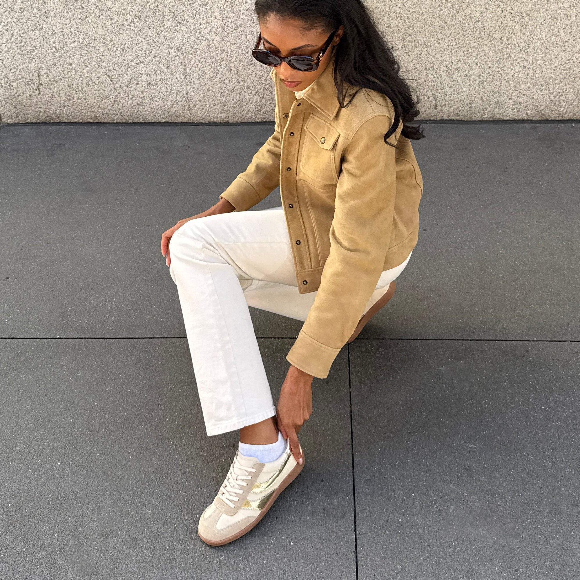 Merit White Gold Leather Sneakers | Dolce Vita Women