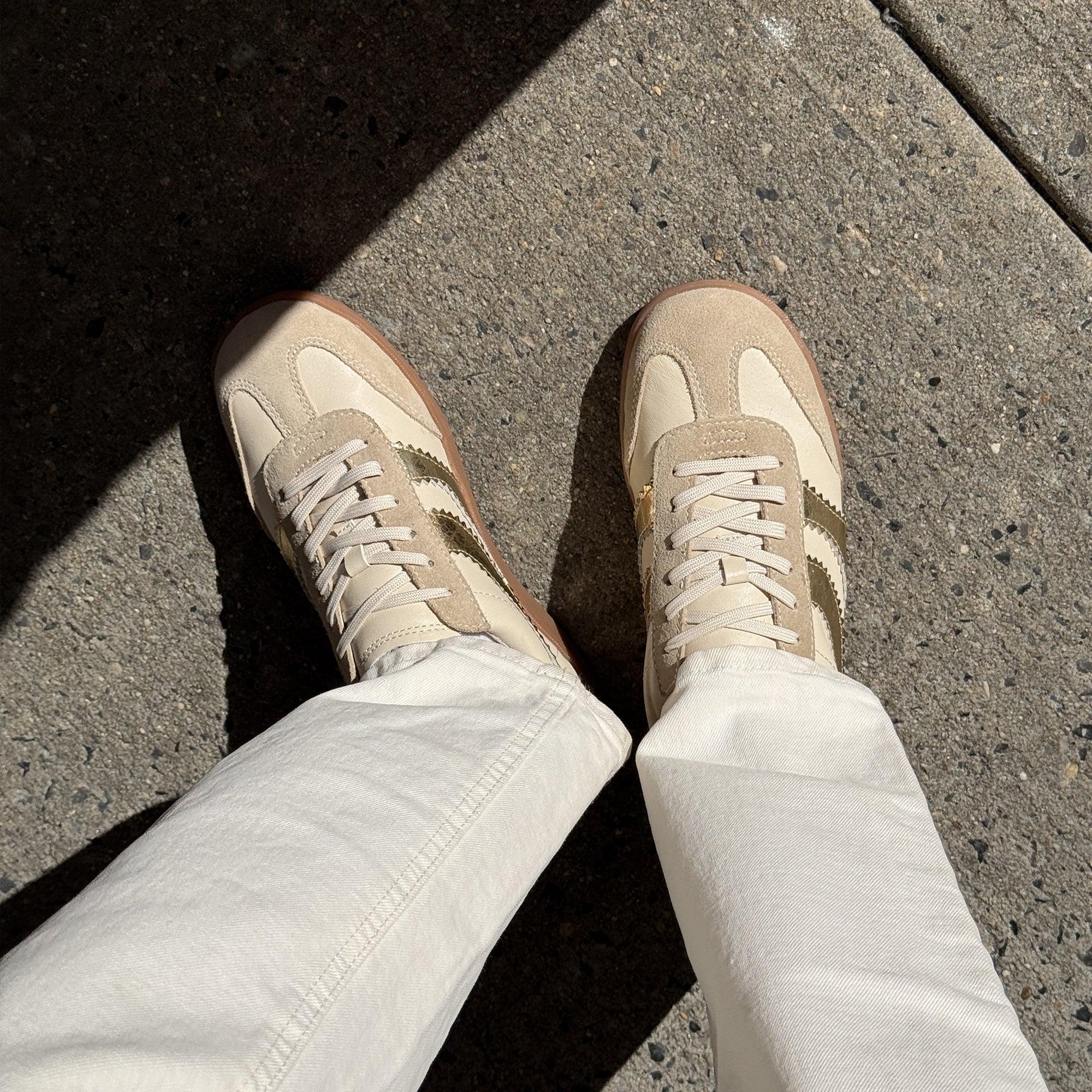 Merit White Gold Leather Sneakers | Dolce Vita Women