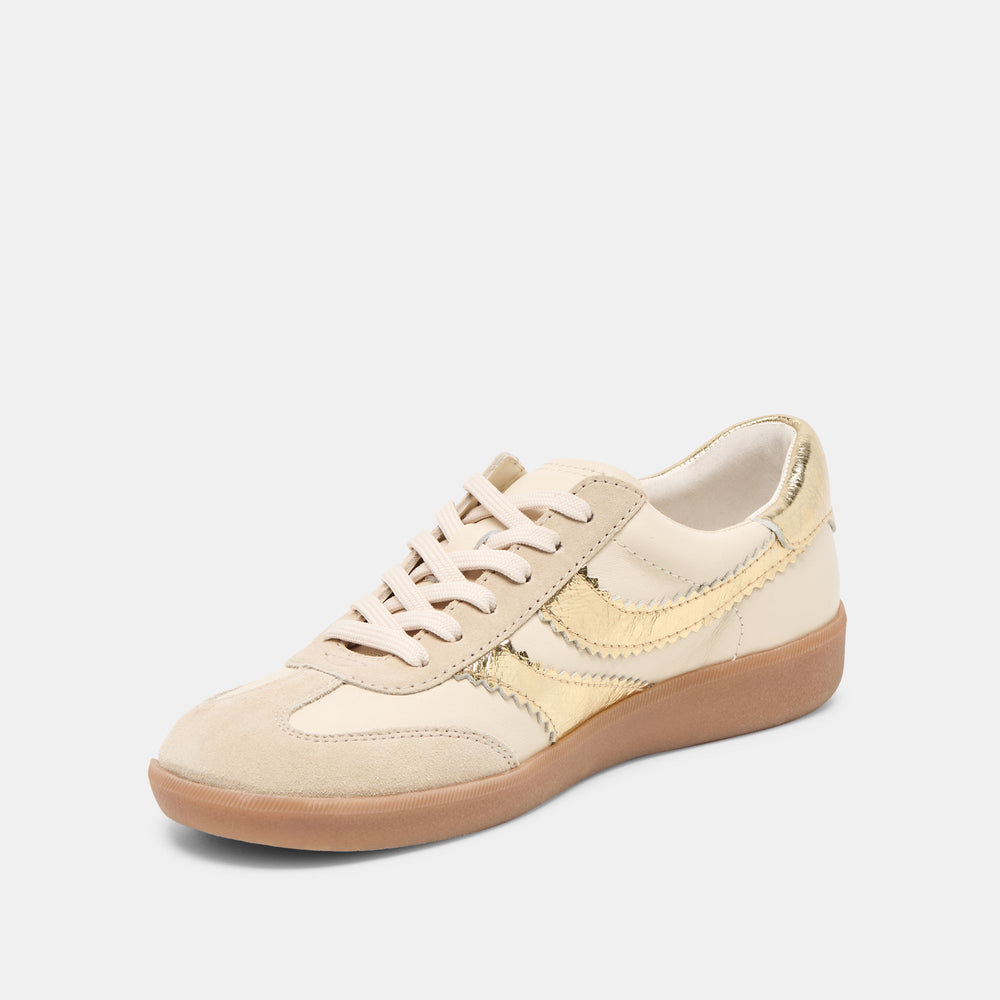 Merit White Gold Leather Sneakers | Dolce Vita Women
