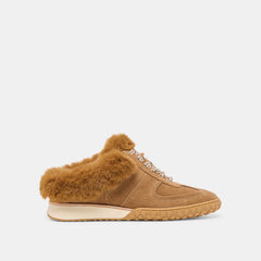 Izzey Plush Lt Brown Suede Sneakers | Women Dolce Vita