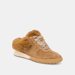 Izzey Plush Lt Brown Suede Sneakers | Women Dolce Vita