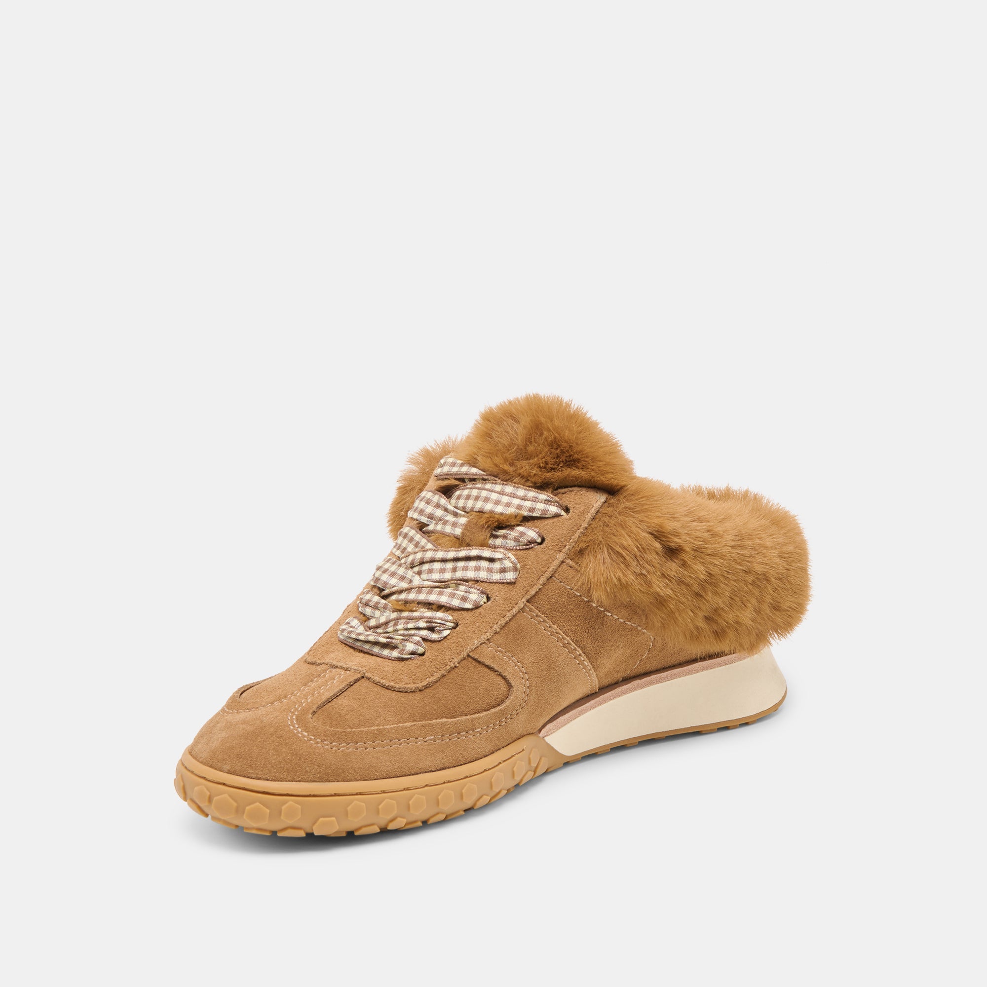 Izzey Plush Lt Brown Suede Sneakers | Women Dolce Vita