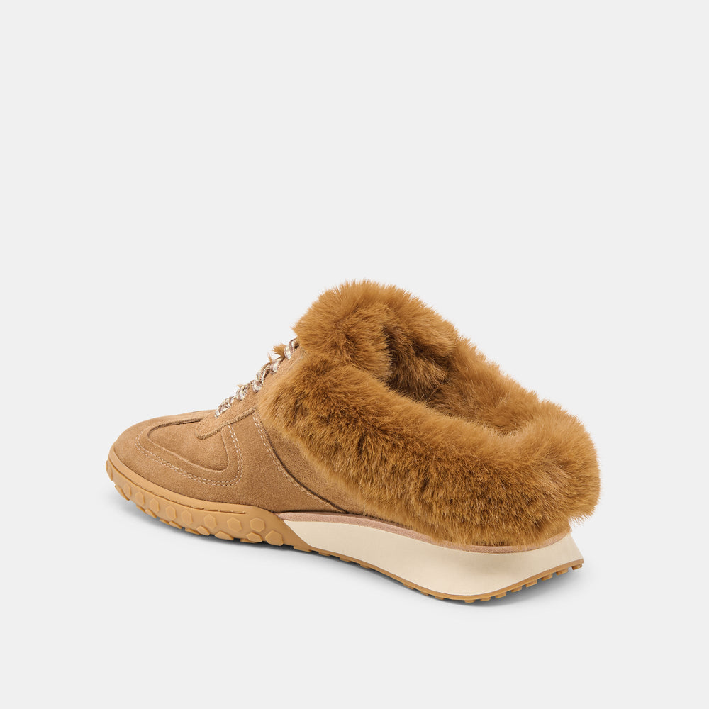 Izzey Plush Lt Brown Suede Sneakers | Women Dolce Vita