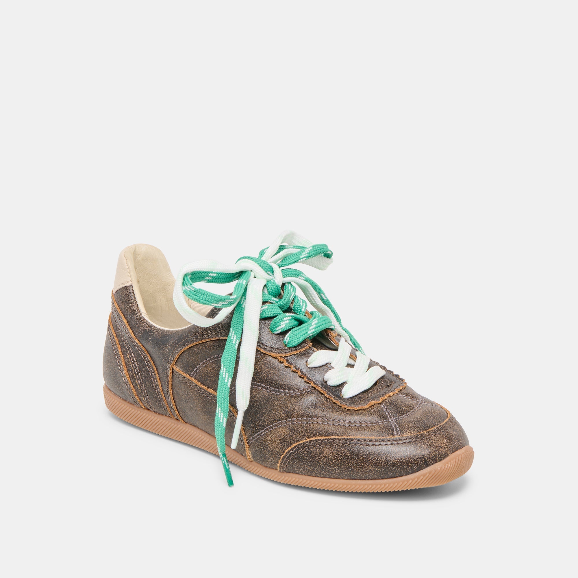 Laini Brown Distressed Leather Sneakers | Dolce Vita Women