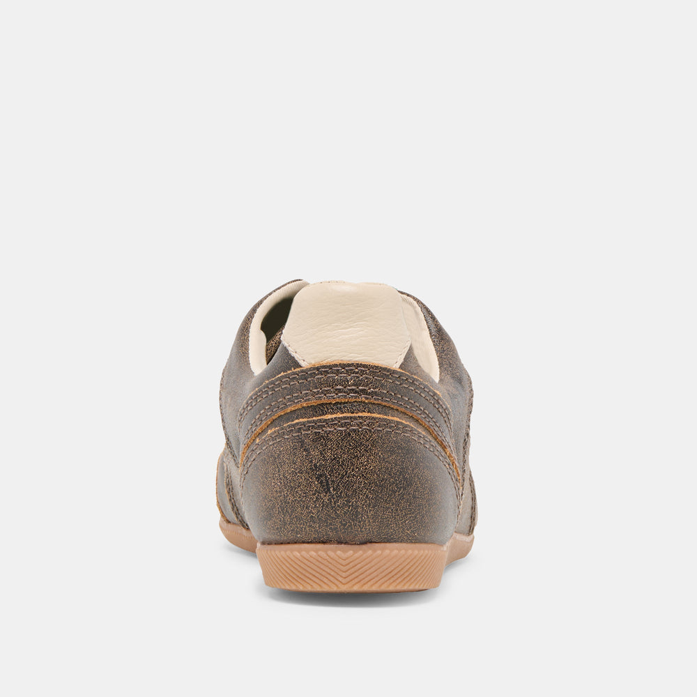 Laini Brown Distressed Leather Sneakers | Dolce Vita Women
