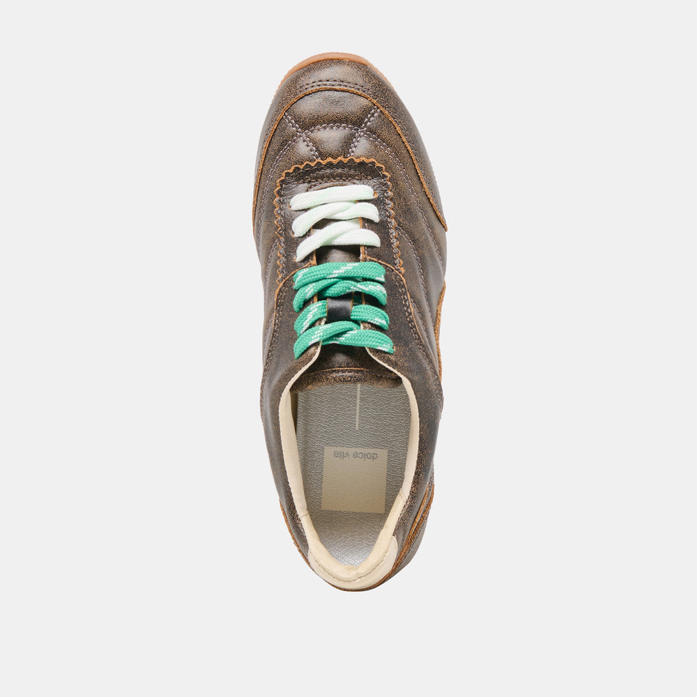 Laini Brown Distressed Leather Sneakers | Dolce Vita Women