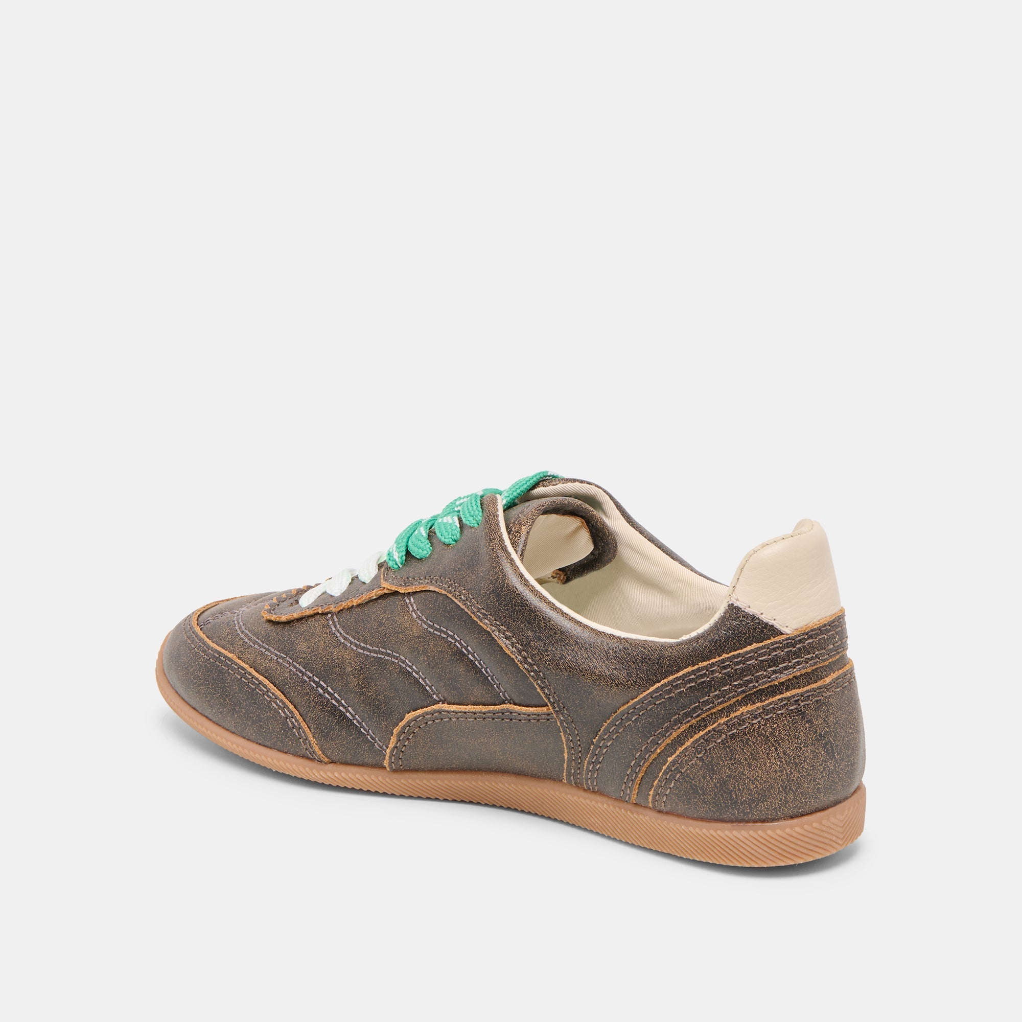 Laini Brown Distressed Leather Sneakers | Dolce Vita Women