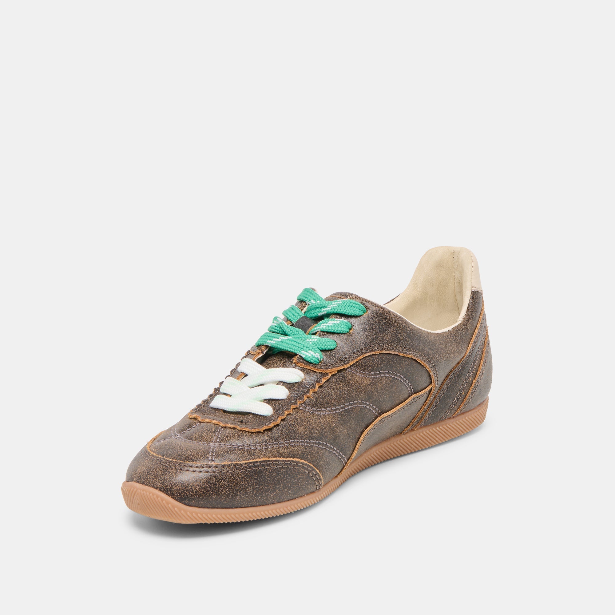 Laini Brown Distressed Leather Sneakers | Dolce Vita Women