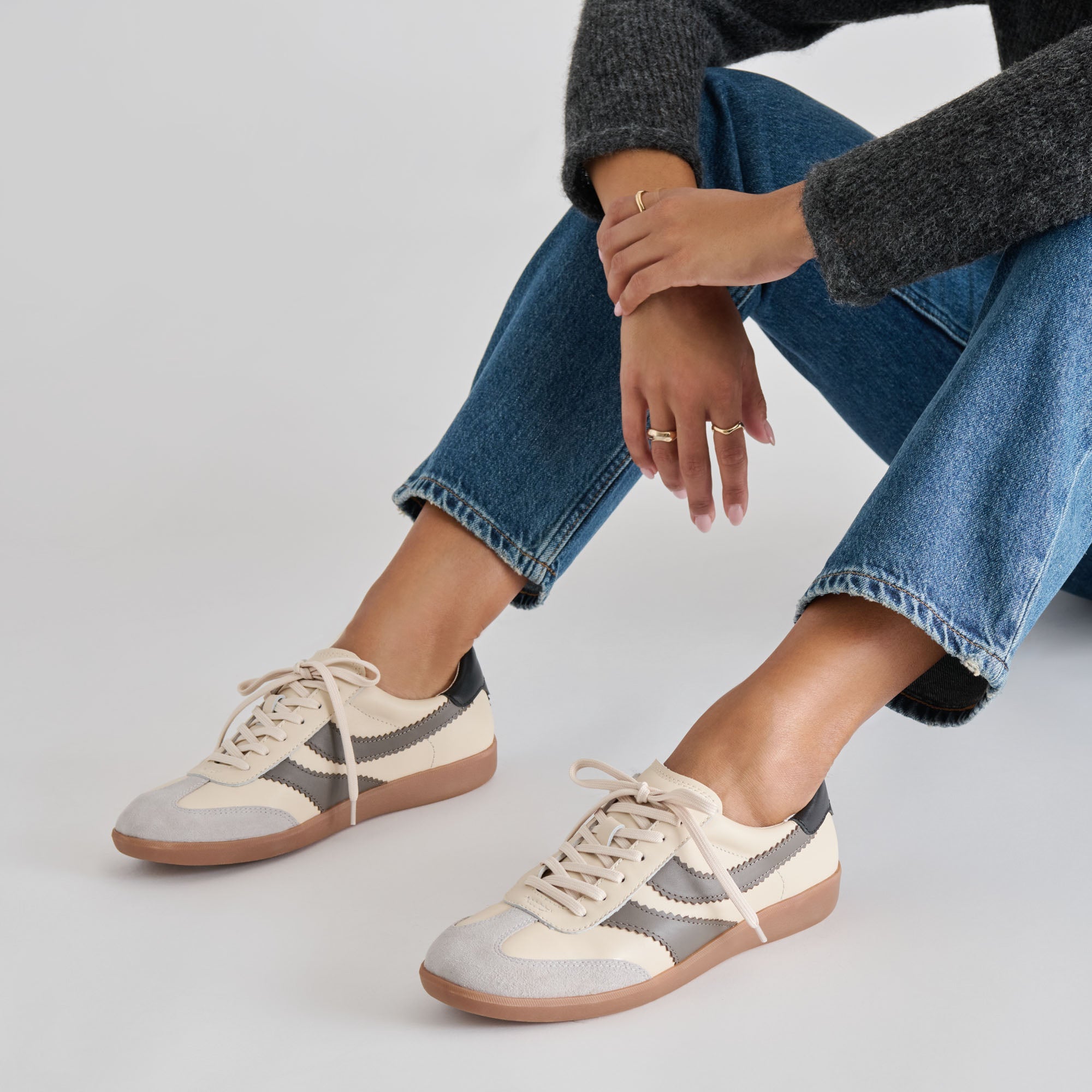 Merit White Grey Leather Sneakers | Dolce Vita Women