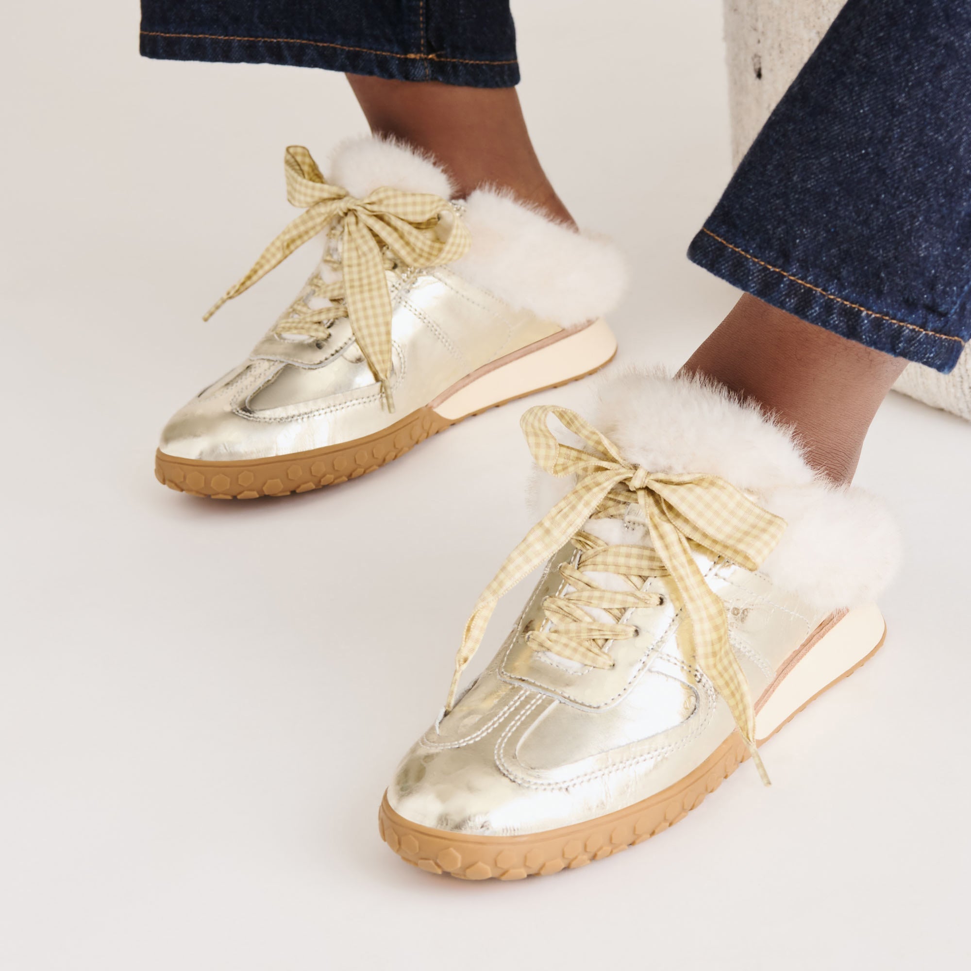 Izzey Plush Platinum Leather Sneakers | Dolce Vita Women