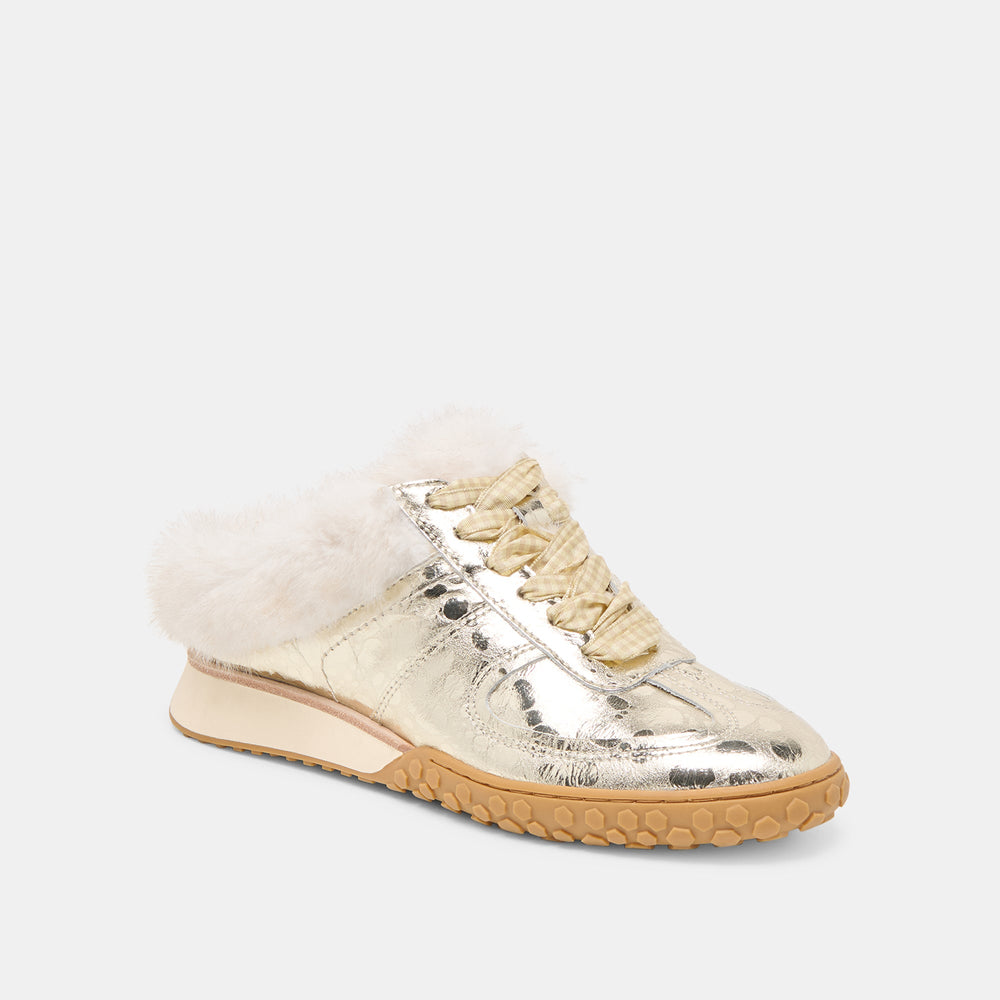 Izzey Plush Platinum Leather Sneakers | Dolce Vita Women
