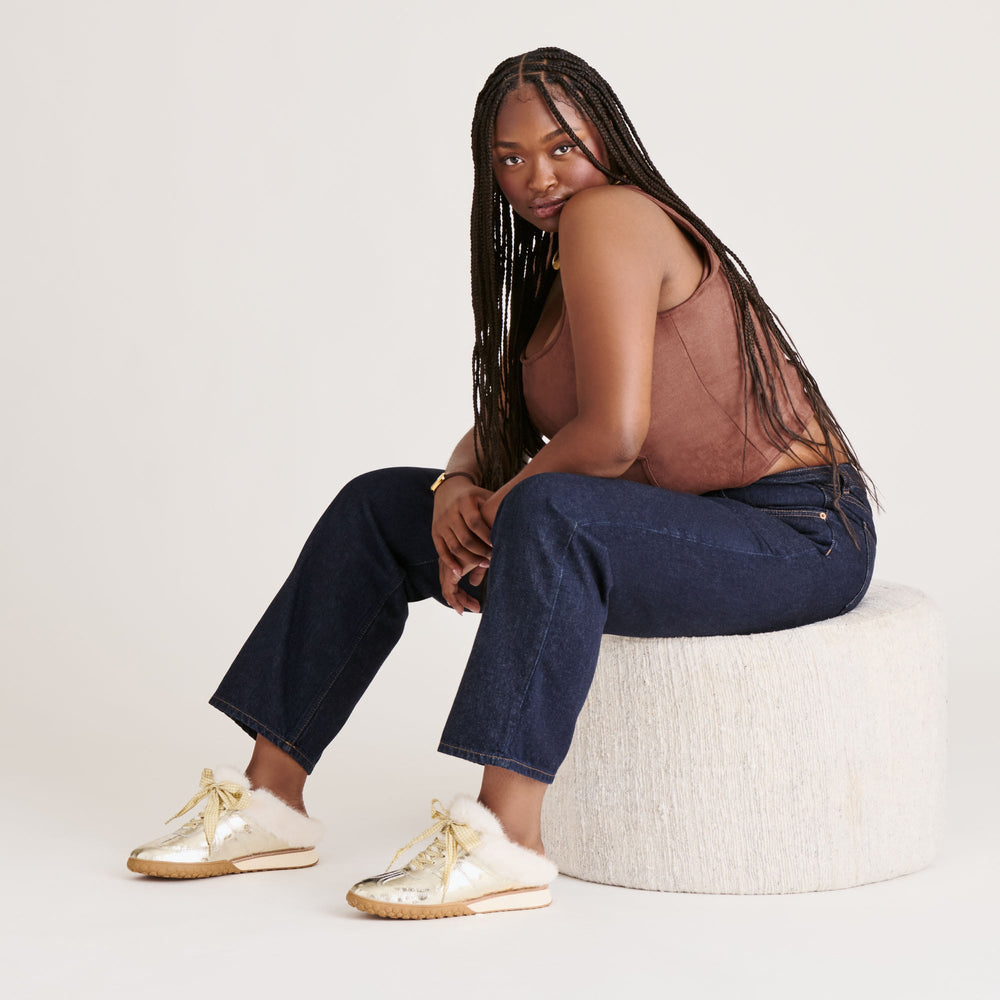 Izzey Plush Platinum Leather Sneakers | Dolce Vita Women