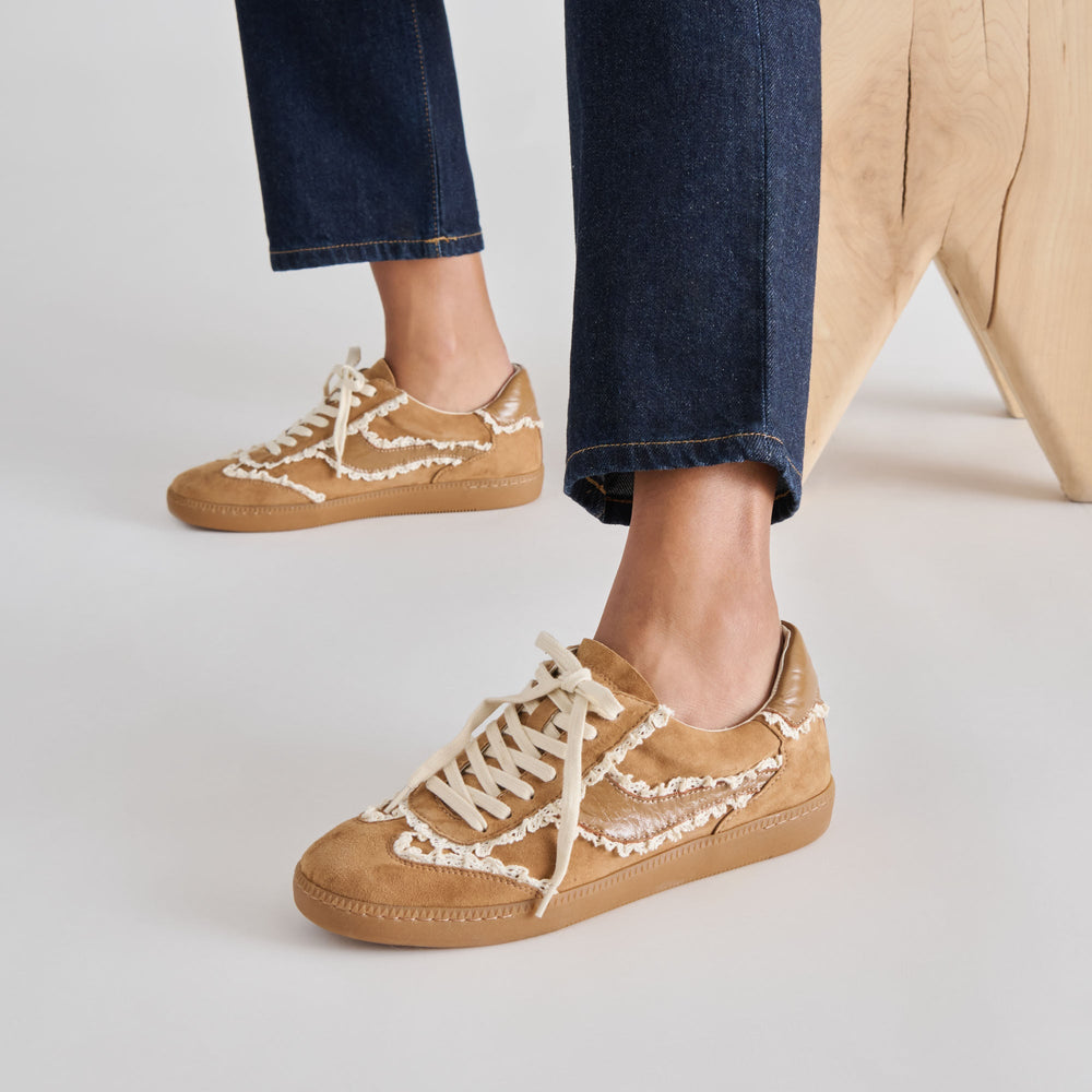 Notice Lace Lt Brown Suede Sneakers | Women Dolce Vita