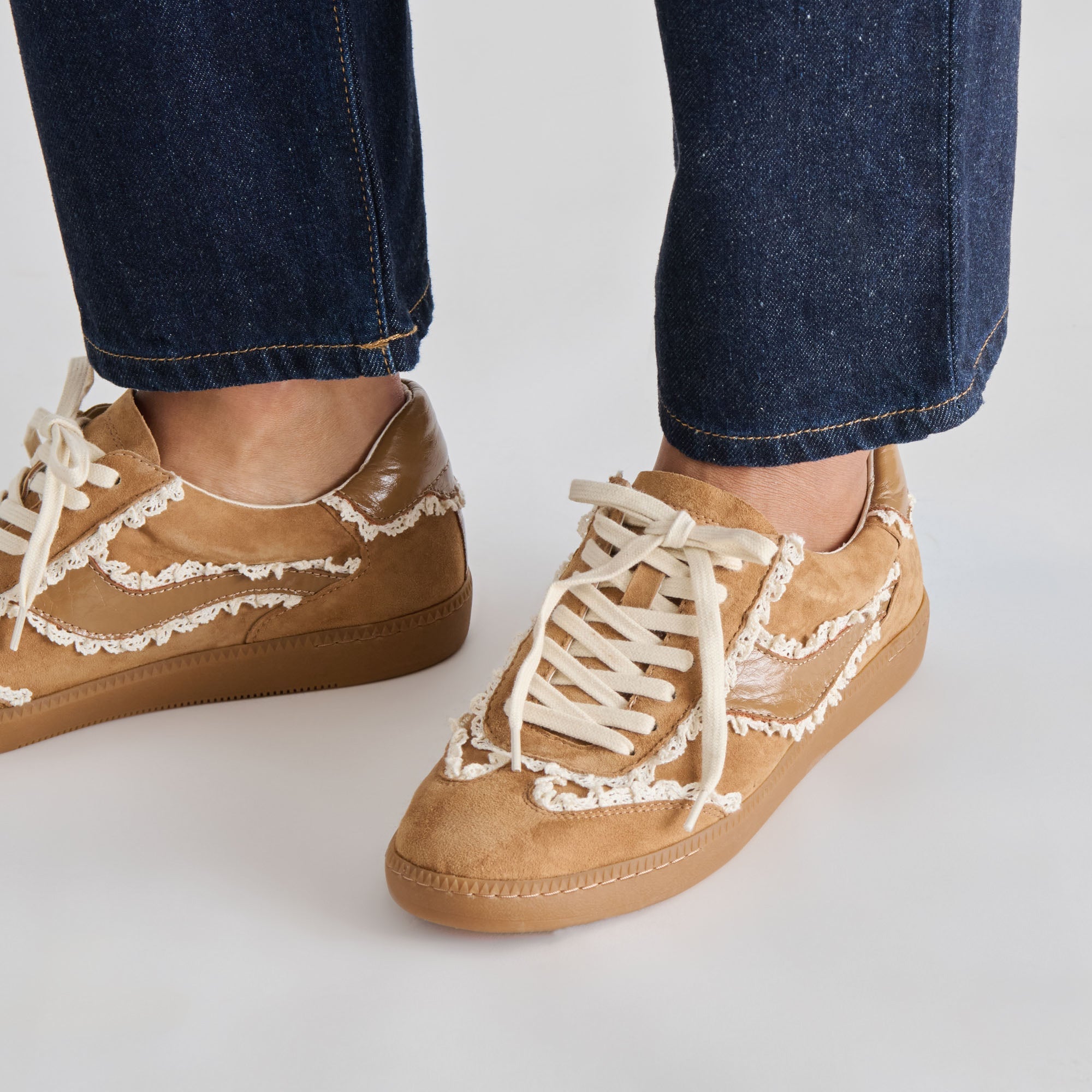 Notice Lace Lt Brown Suede Sneakers | Women Dolce Vita