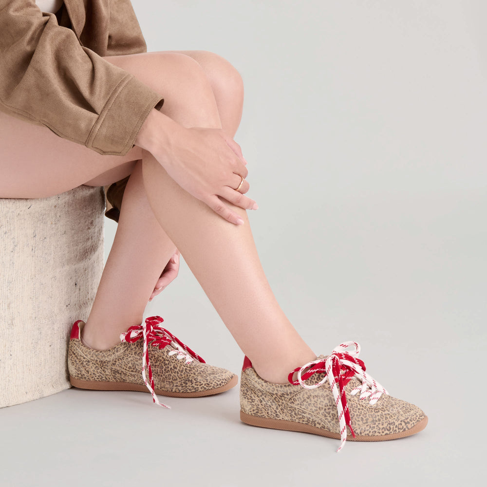 Laini Tan Leopard Printed Suede Sneakers | Dolce Vita Women