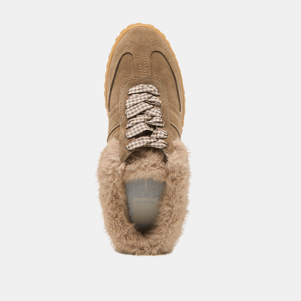 Izzey Plush Olive Suede Sneakers | Dolce Vita Women