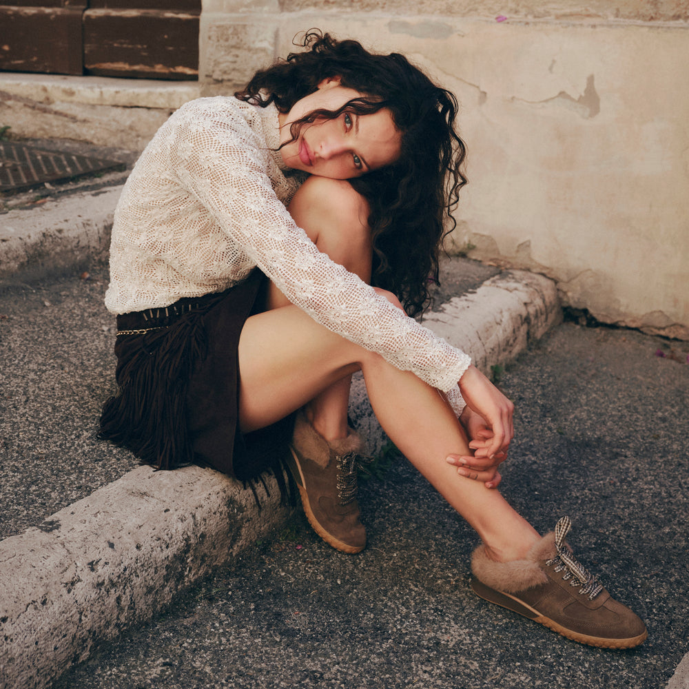 Izzey Plush Olive Suede Sneakers | Dolce Vita Women