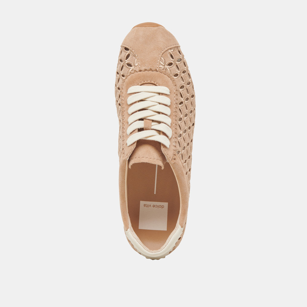 DANIE EYELET PERF SNEAKERS CAMEL SUEDE | Women Dolce Vita