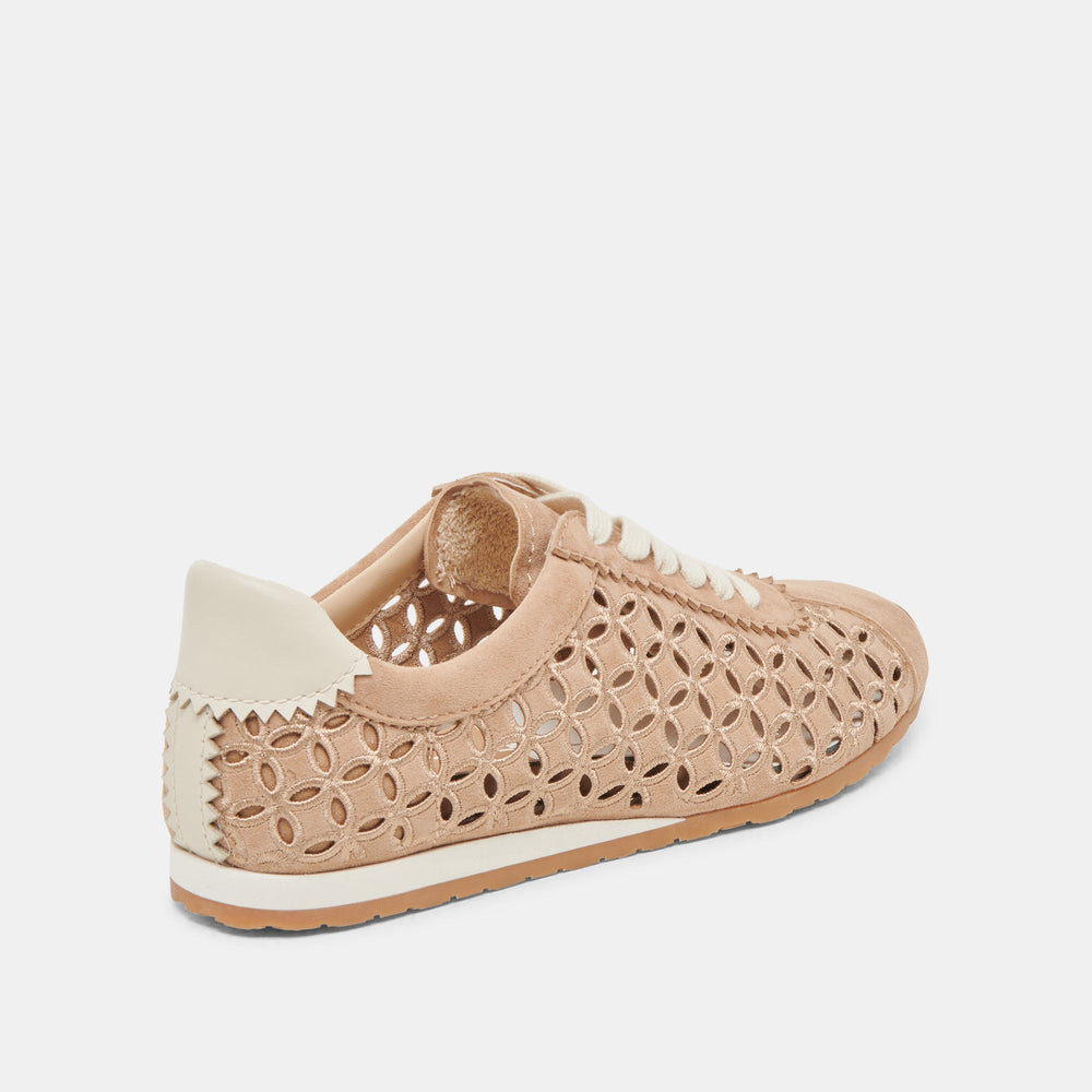 DANIE EYELET PERF SNEAKERS CAMEL SUEDE | Women Dolce Vita