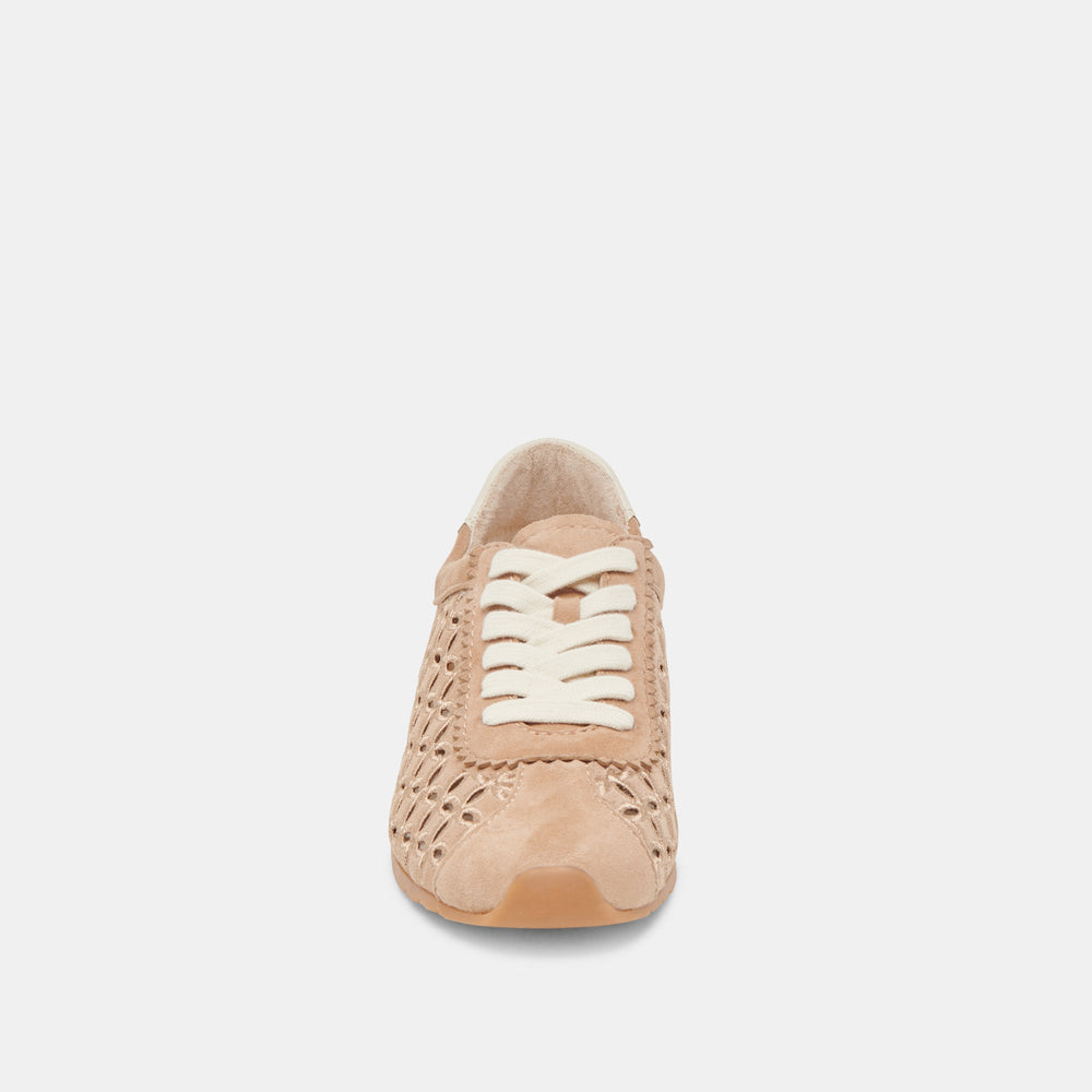 DANIE EYELET PERF SNEAKERS CAMEL SUEDE | Women Dolce Vita