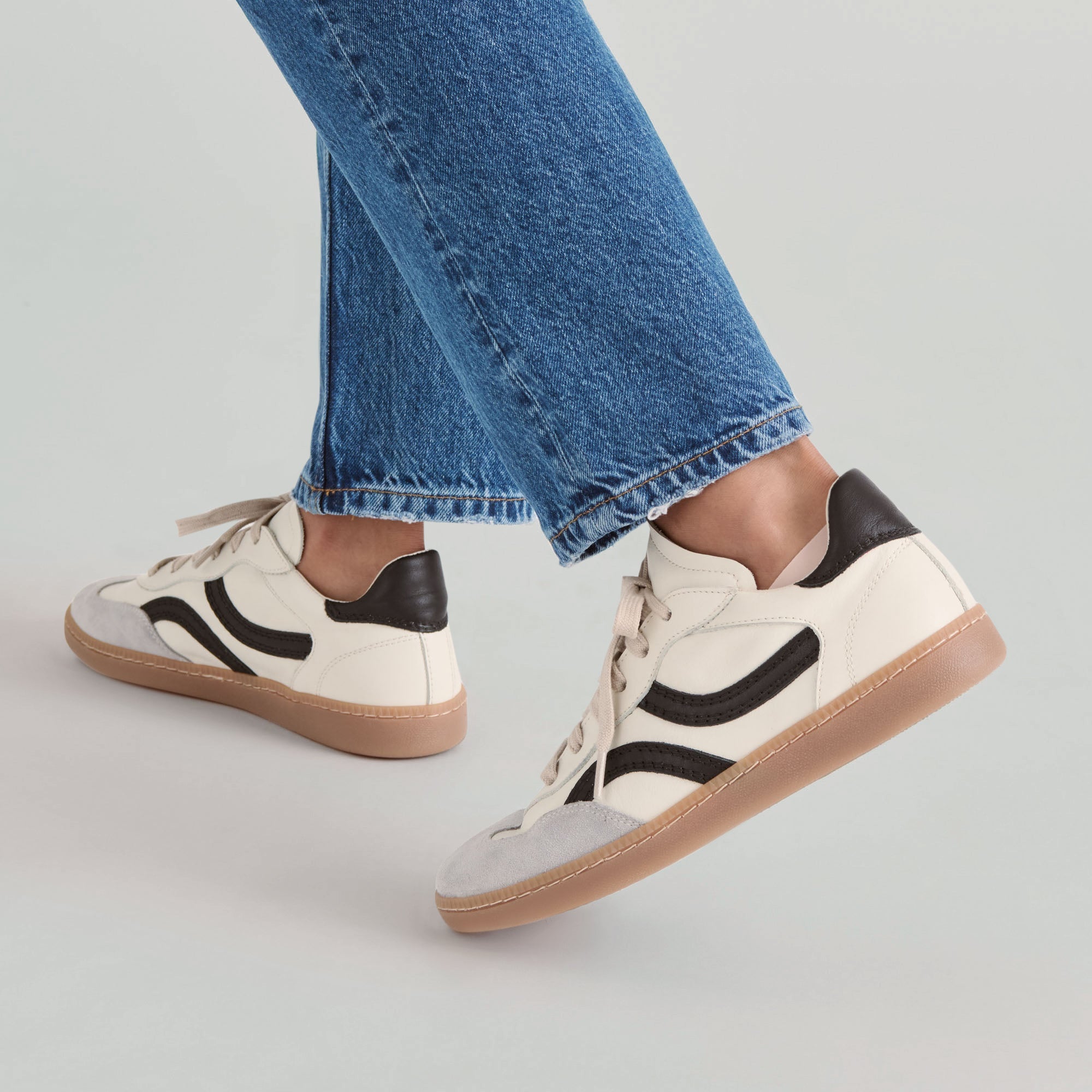 Rebel White Black Leather Sneakers | Women Dolce Vita