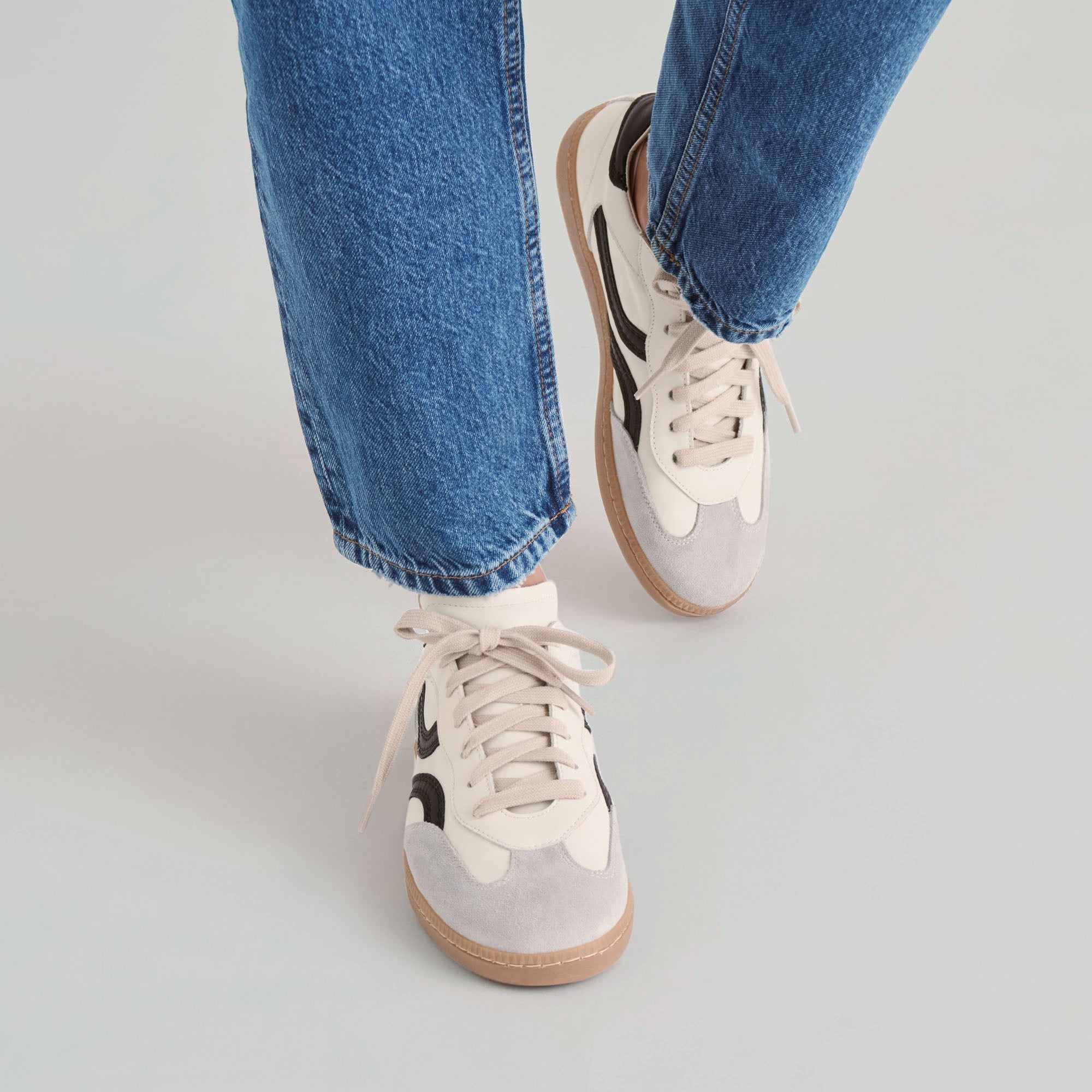 Rebel White Black Leather Sneakers | Women Dolce Vita