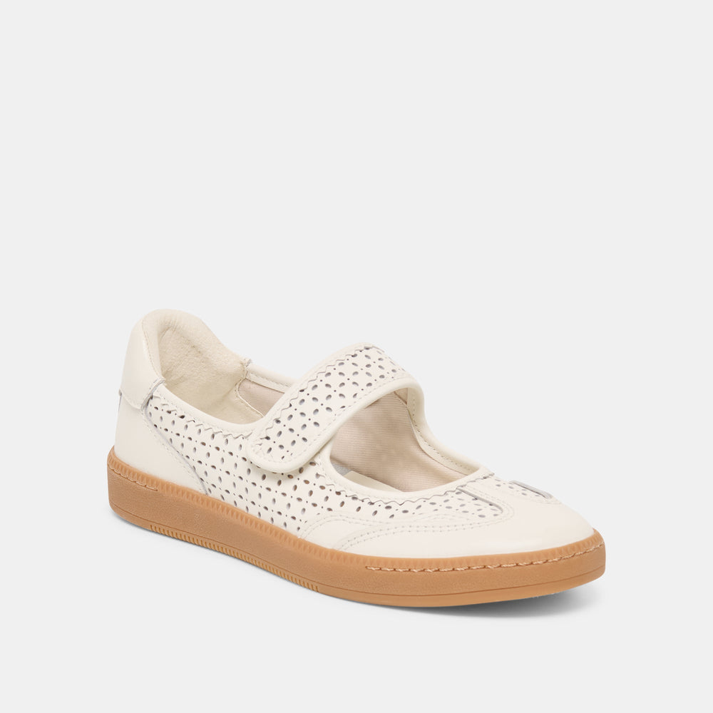 Nanet White Perforated Leather Sneakers | Women Dolce Vita