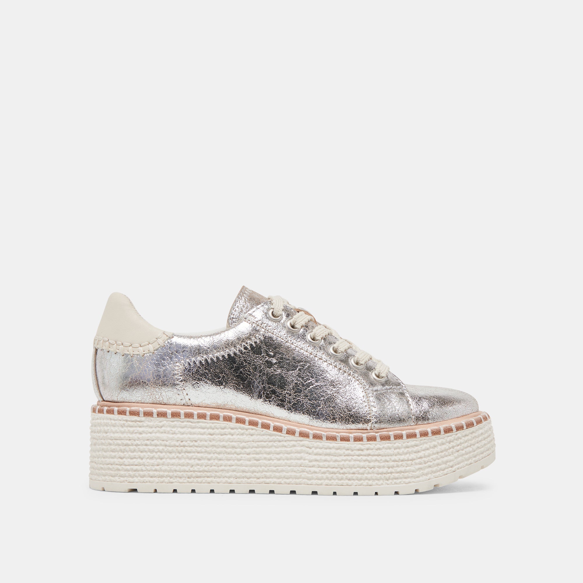 TWAIN SNEAKERS SILVER CRACKLED LEATHER | Women Dolce Vita